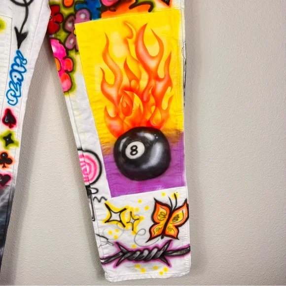 Small Women’s Graffiti Art Spray Art Painters Pants Street Wear 30 x 30 - Picture 10 of 17